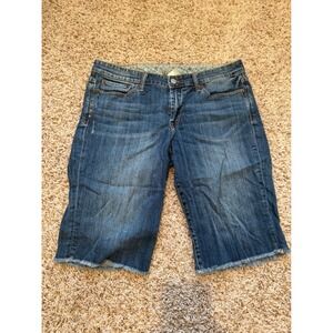 Lucky Brand Denim Bermuda Shorts Medium Wash Raw Hem Size 12/31